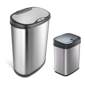 Nine Stars 13-Gallon & 3-Gallon Stainless SteelTrash Can Set Nine Stars 13-Gallon & 3-Gallon Stainless SteelTrash Can Set