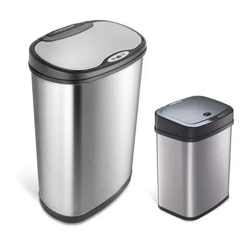 Nine Stars 13-Gallon & 3-Gallon Stainless SteelTrash Can Set