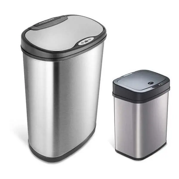 Nine Stars 13-Gallon & 3-Gallon Stainless SteelTrash Can Set Nine Stars 13-Gallon & 3-Gallon Stainless SteelTrash Can Set