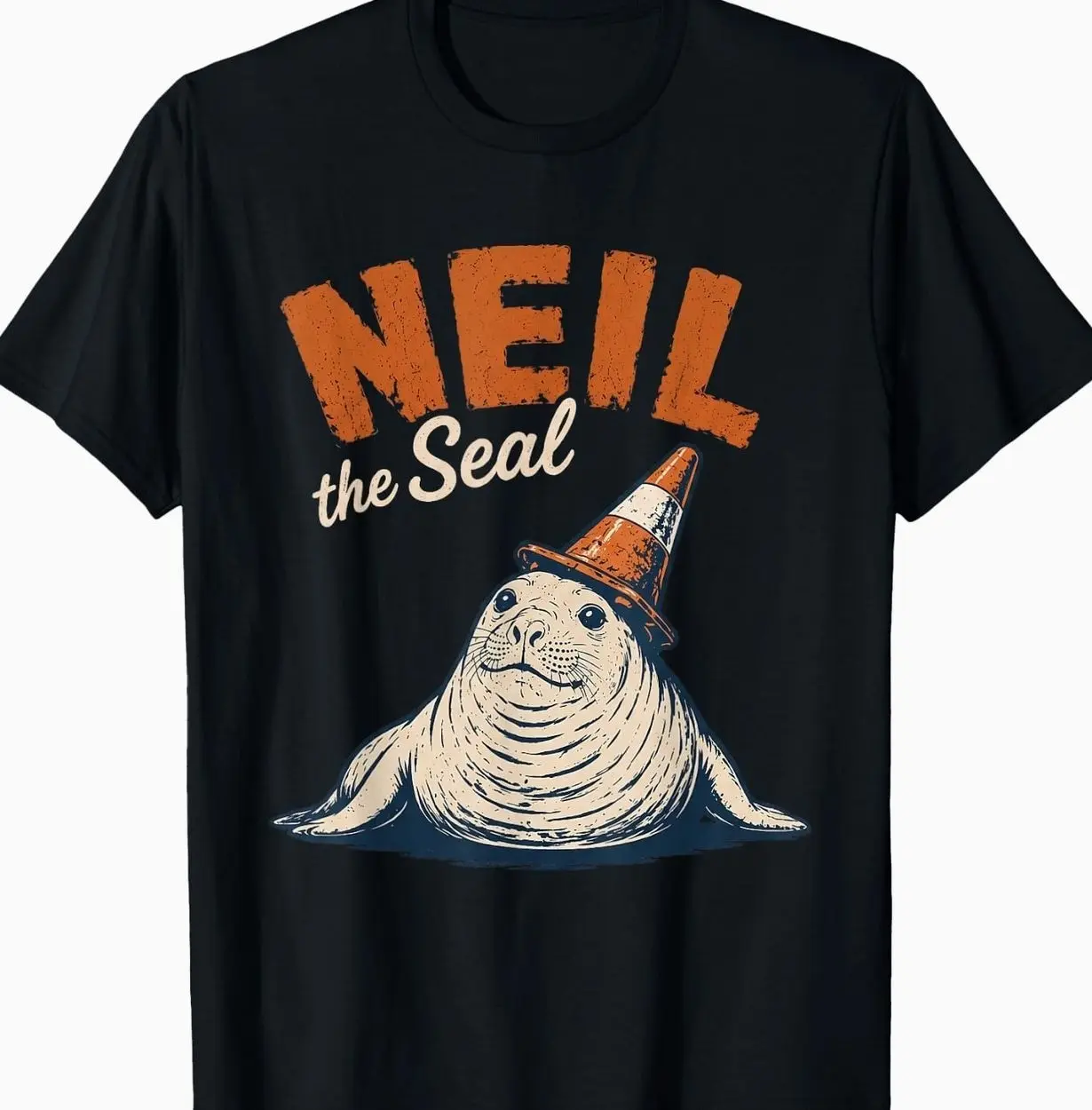 Women's Neil The Seal Tasmania Funny Traffic Cone Casual Short-Sleeve Classic T-Shirt, Soft Fabric Tops, Style 4WO, Shortsleeve