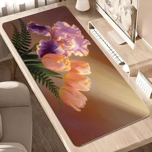 LIVEKEY Large 40x80cm Mouse Pad - Artistic Red Floral Design, Anti-Slip Rubber Base, Durable Stitched Edges, Smooth Surface for Accurate Gaming, Office & Home Multi-Scenario Use Desk Mat