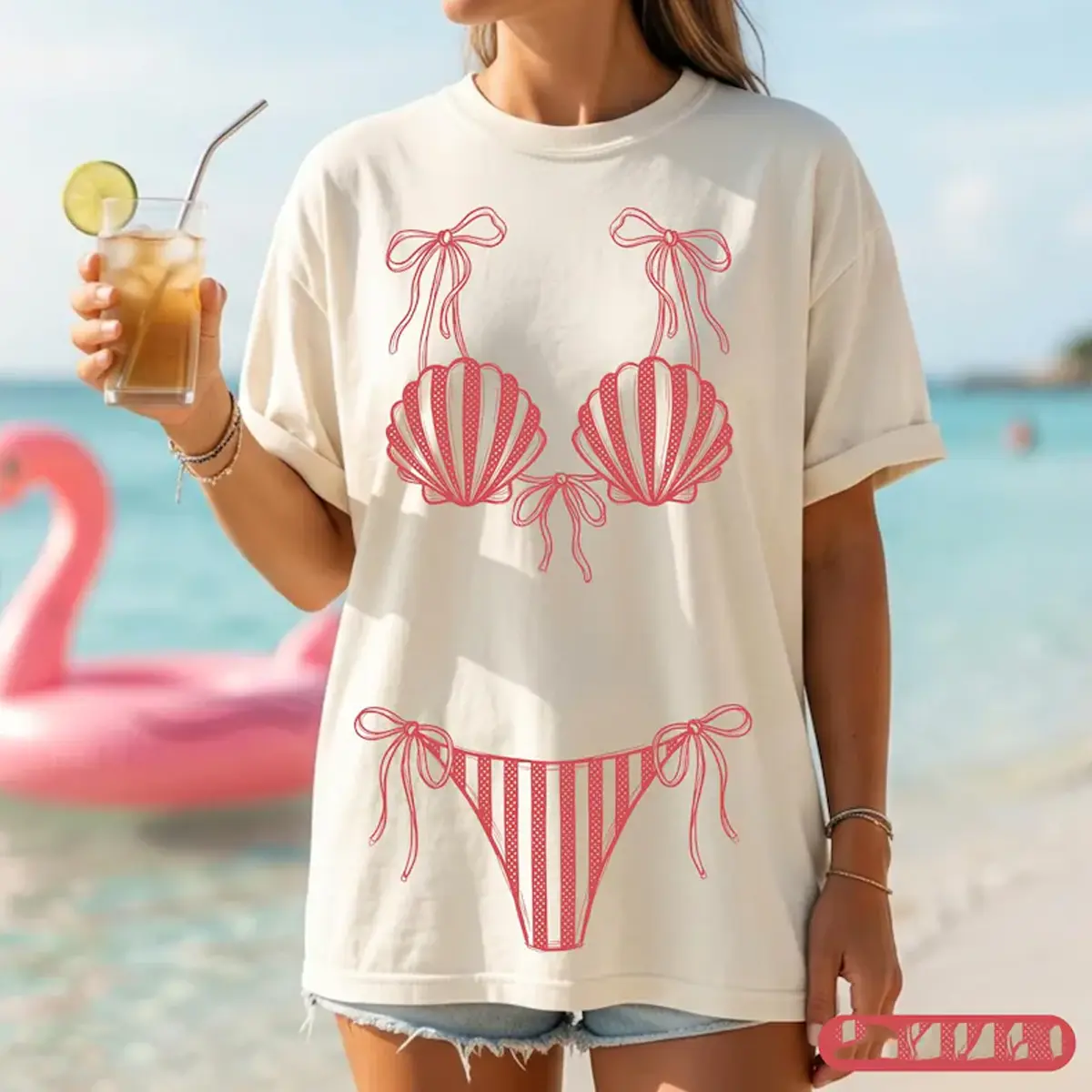 Seashell Bikini Shirt, Girls Beach Party Coastal Trip Tee, Bikini Bachelorette Shirts
