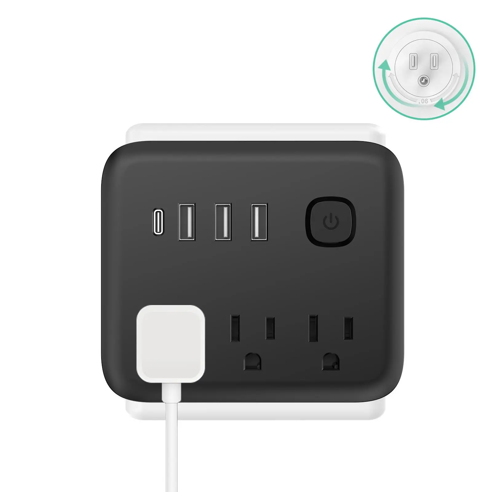 Wall Mounted Socket with 3 Outlets & 3 USB & 1 Type-c Ports, Rotatable Wall Socket with Surge Protector, Desktop Charging Station for Office School Travel
