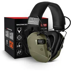 022 Electronic Ear Protection for Shooting & Hunting - 29dB SNR Noise Reduction, 5X Sound Amplification, 4 Omnidirectional Microphones, HD Speakers - Gun Range Hearing Protection Muffs,Green