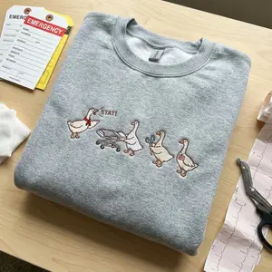 Embroidered Emergency Nurse Goose Sweatshirt, ER Nurse Gift Crewneck, Funny STAT Medical Shirt, Critical Care Tshirt