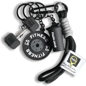 Fitness Enthusiasts Colorful Keychain Set with Silicone Dumbbell & Kettlebell Charm Metal Clasp Motivational Gym Bag Accessory Workout Gift