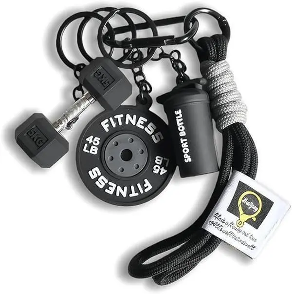 Fitness Enthusiasts Colorful Keychain Set with Silicone Dumbbell & Kettlebell Charm Metal Clasp Motivational Gym Bag Accessory Workout Gift
