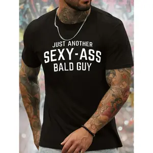 Bald Man Print Men S Crew Neck Casual Short Sleeve Sports T Shirt Comfortable Versatile Perfect for Spring and Summer Athletic Style Gift
