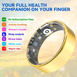 Smart Ring for Women Men,Fitness Tracker Ring,Sleep Tracker,Meditation Assistance,Heart Rate,Blood Oxygen,Step Tracker,No Subscription Fee,IP68 Waterproof Smart Ring for iphone&Android。