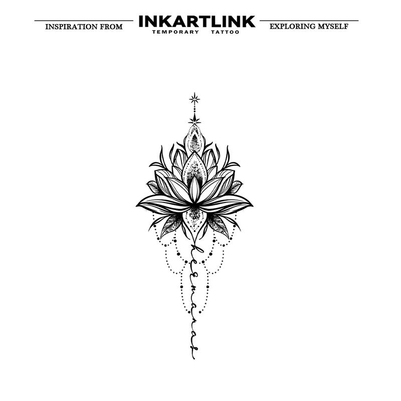 INKARTLINK Tattoo Tech, 2 Sheets Large Semi Permanent Tattoo, Adult Art Design Temporary Tattoos, Lasts 1-2 Weeks, Waterproof, Realistic Look, No Adhesive, No Reflection (Pure Lotus Design)