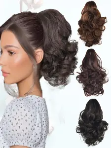 KAIRIYA Ponytail Extension, 10 Inch Loose Short Curly Pony Tails Hair Extensions, Wavy Ponytail Hairpieces for Women Birthday Parties Festivals, etc.