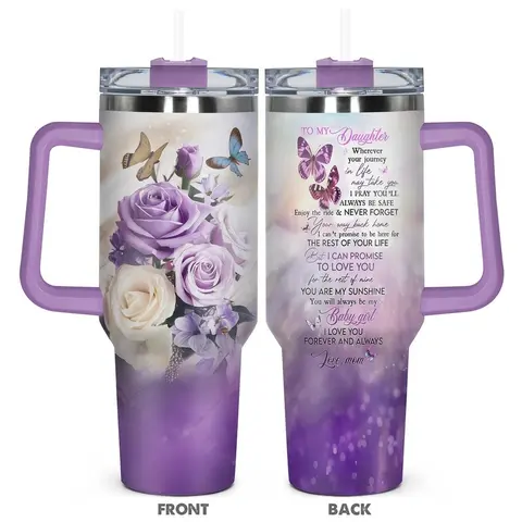 40oz Tumbler with Lid, Stainless Steel Water Bottle, Insulated Water Bottles, Insulated Coffee Tumbler, Insulated and Durable, Gift for Any Occasion, Birthdays, Holidays, Special Moments for Daughter, Drinkware