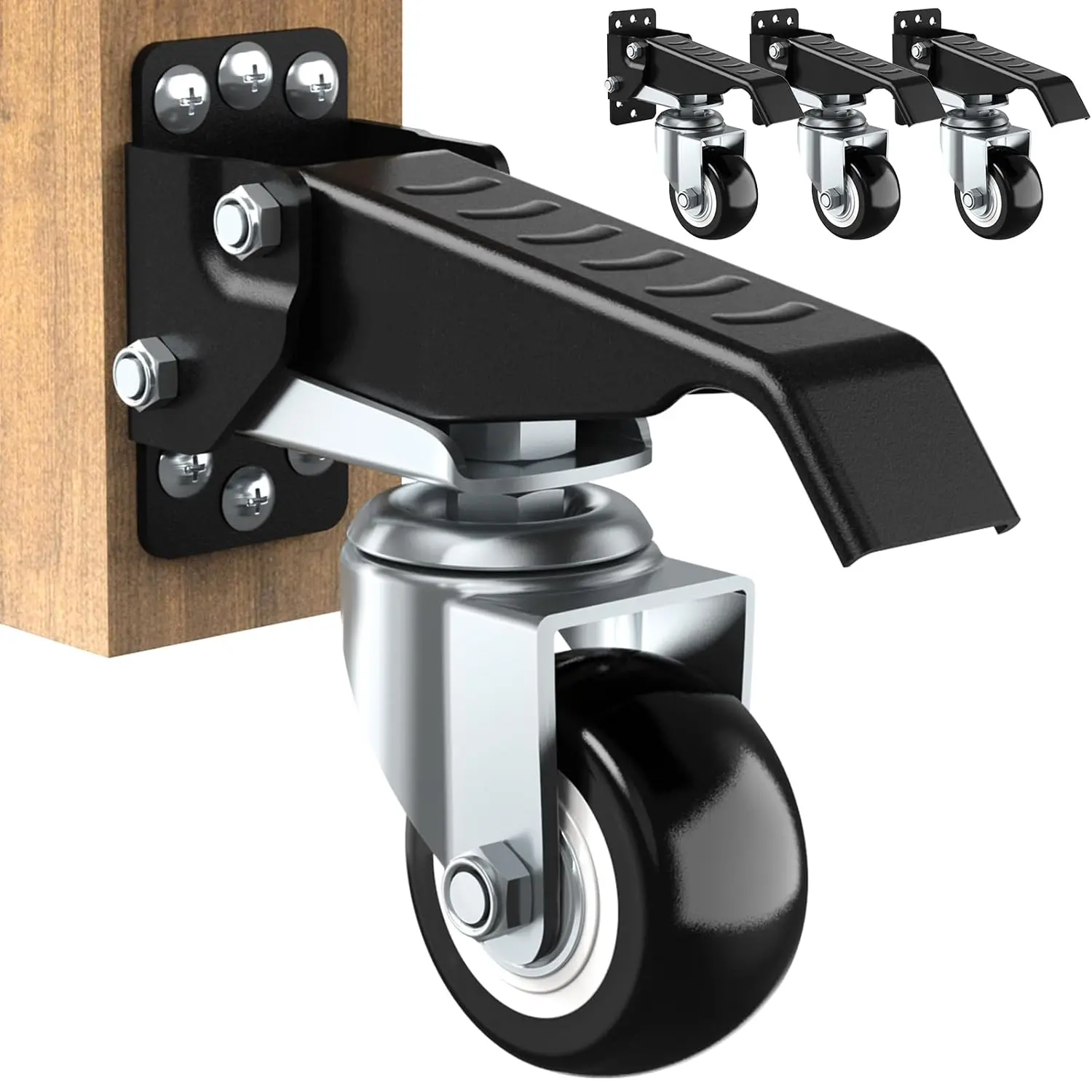 Workbench Caster kit 660 LBS Heavy Duty Retractable Casters Workbench Wheels All Steel Construction Urethane, Bonus Install Template, 6 Casters