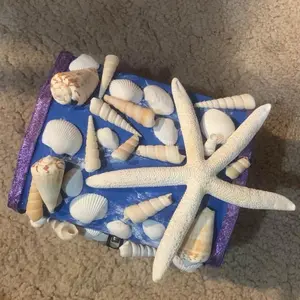 CUSTOM crafted box Decor Gift Photo keepsakes treasurer chest memory momento photo box jewlery makeup seashells oceans under the seaDIY hand crafted hand painted