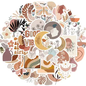 Vintage Inspirational Sticker, 50pcs/set Boho Motivational Aesthetic Sticker, Positive Affirmation Boho Sticker for Water Bottles Laptops Journals, Decor