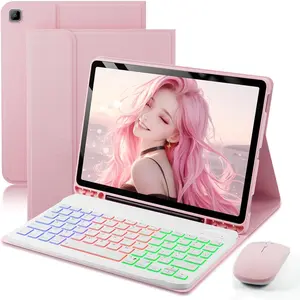 Keyboard Case for  Galaxy Tab A7 10.4 inch 2020 Cover - 7 Color Rainbow Change Backlit Detachable  Keyboard with S Pen Holder with  -