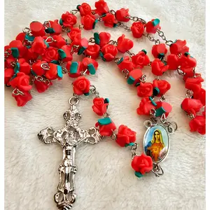 Immaculate heart of  Mary Red Roses Rosary (Buy one, get one free)
