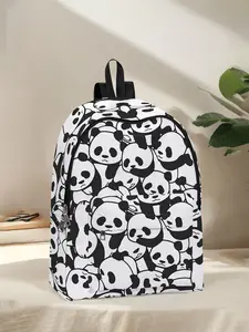Panda Print Backpack, Fun Design, Fashionable Look, Spacious Storage, Ideal for School, Travel, Business Trips, Back-To-School Season, Casual Printed Backpack