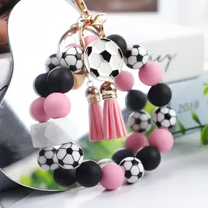 1PC Football Match Silicone Keychain, Sports Meeting Anti-Lost Safety Key Chain, Cute Little Football Pendant Tassel Key Ring, Fashionable And Easy Football Essential Clothing, Bags, Key Ornaments, Football Match Gifts for Teammates, Classmates