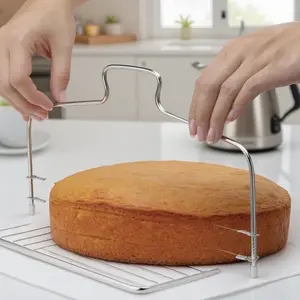 Adjustable Stainless Steel Bread Slicer Dual Blade Bread Knife for Even Precision Cutting Rustproof Durable Baking Tool Cake Toast Slicer Kitchen Essential Utensils