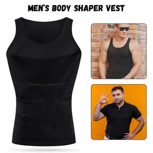 Men Compression Vest Body Shaper Tummy Control Shapewear Breathable Tank Top Workout Gym Fitness Undershirt Sleeveless Round Neck Running Sportswear Stretchy Quick Dry Athletic Training Muscle Tee Abs Abdomen Tight Comfortable Base Layer Tops