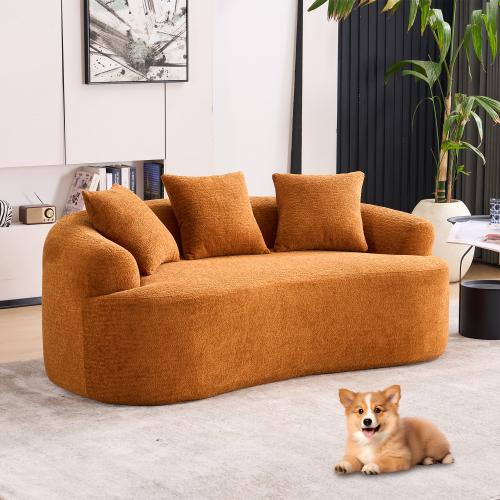 Bellemave LY-025S Curved Loveseat  Full Compression Sponge Sofa, 30D Chenille No-Assembly Compact Sofa for Small Spaces & Apartments, 65"L, 300 lbs, 3 Pillows