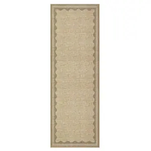 【Christmas Gift】2 x 6 ft Polyester Natural Rectangular Indoor Laundry Bathroom Kitchen Scalloped Modern Machine Washable Runner Rug