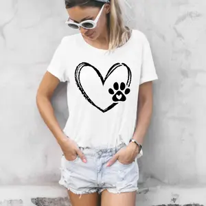 Customizable Paw Print With Heart DTF Print - Choose Black or White, Ready-To-Press Design For T-Shirts, Specialty DIY Printmaking Embossing Accessory, Customization