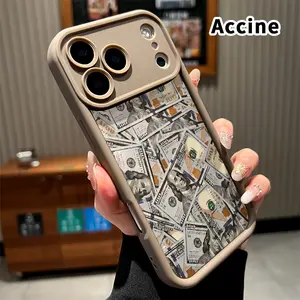 Case for iPhone 17 Pro Max 16 15 14 Plus 13 12 Mini 11 XR X XS Air E Hundred Dollar Cascade Patterned Soft TPU Bumper Shockproof Rugged Cellphone Cover Gift