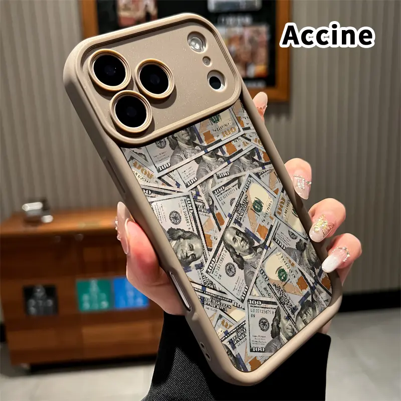 Case for iPhone 17 Pro Max 16 15 14 Plus 13 12 Mini 11 XR X XS Air E Hundred Dollar Cascade Patterned Soft TPU Bumper Shockproof Rugged Cellphone Cover Gift