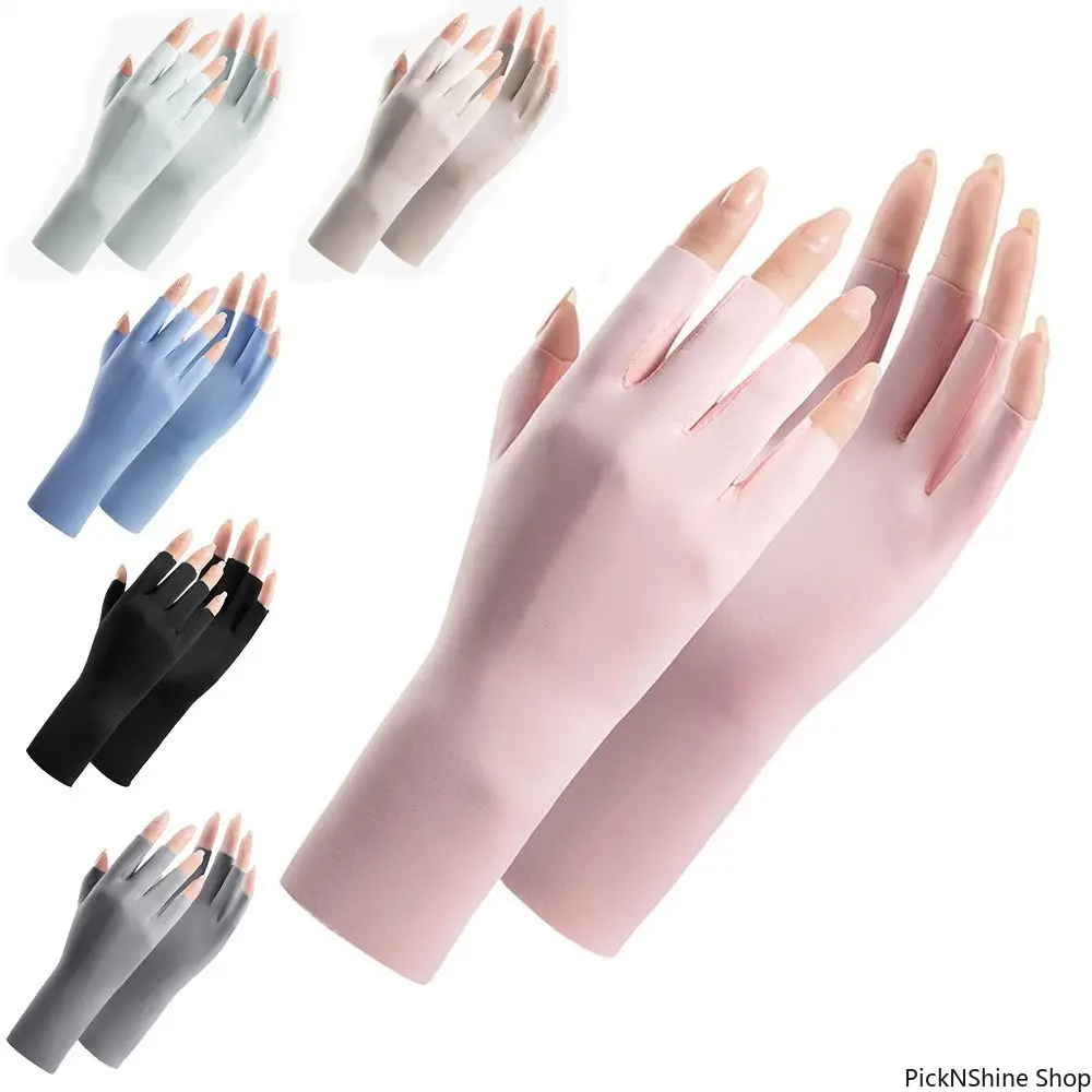 UV Protection Fingerless Nail Art Gloves - Heatless, Breathable Sunscreen Hand Shields, Lightweight Fashion Accessory Sets for UV LED Gel Manicures, Ideal for Salon Use, Fingerless Gloves Fashion Accessory Sets