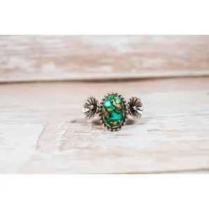 Handmade Royston Turquoise Sterling Silver Ring Size 9