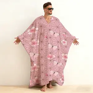 Men's V-neck flannel loose caftan