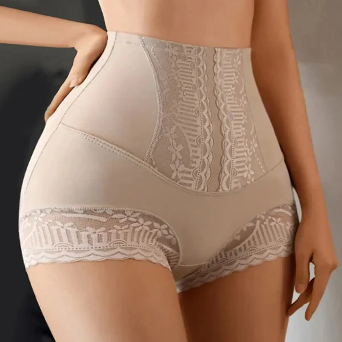 Shapewear Underwear for Women,Lace Pattern,Elastic Waistband, Comfortable Compression Breathable Nylon Silk Spandex Womenswear Cotton Elegance Feminine Hip