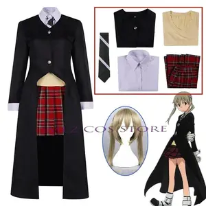 Then Albarn cosplay anime Soul Eater costume Women girl skirt uniform suit wig Halloween party role play outfit then Cos Prop