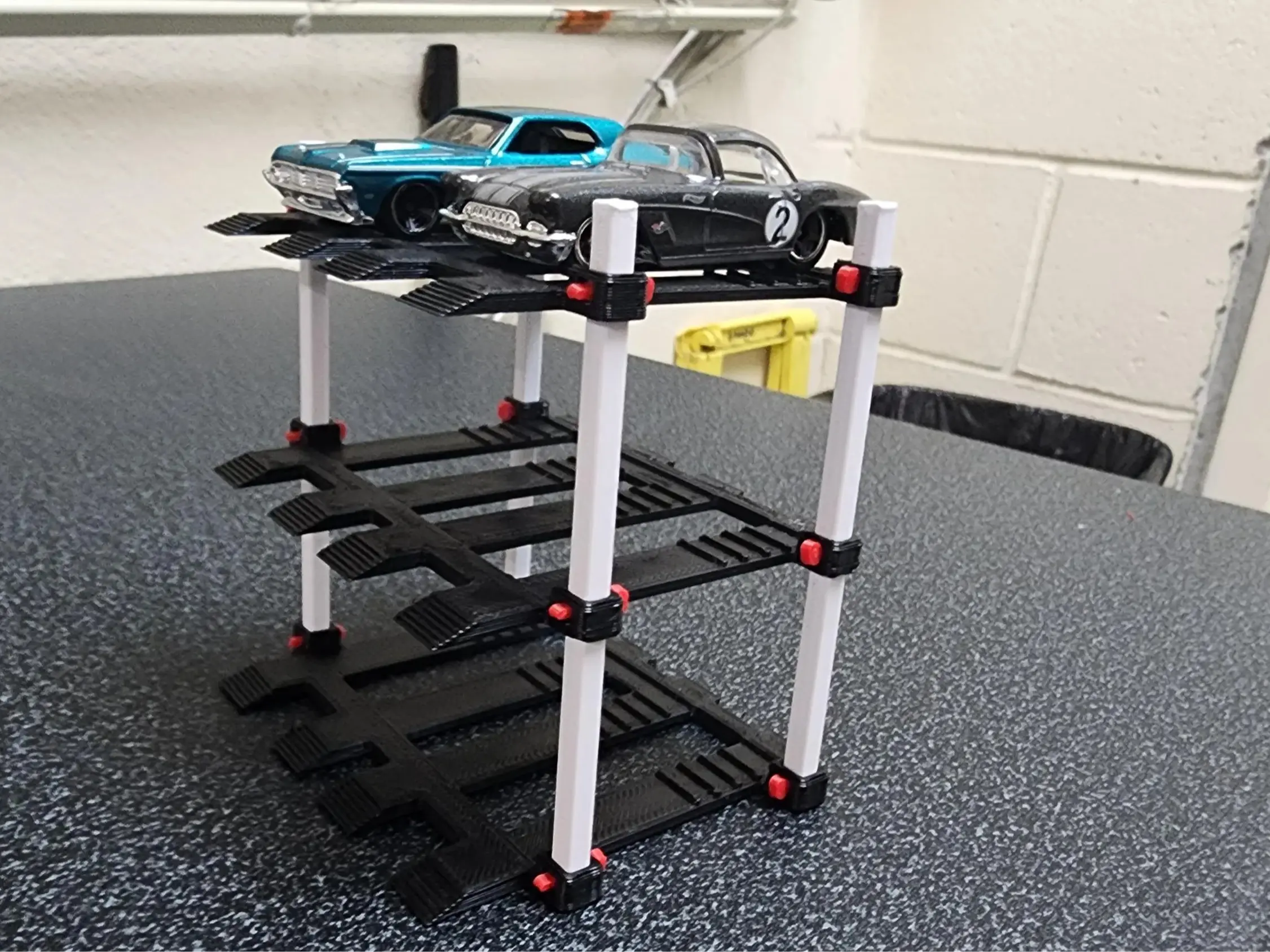(2PK) America Diecast 6 Car Storage Lift Display Organizer Racks for Easy Accessible Car Storage Solutions