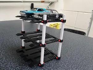 (2PK) America Diecast 6 Car Storage Lift Display Organizer Racks for Easy Accessible Car Storage Solutions