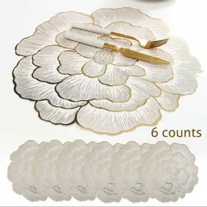 Floral Pattern Placemat Set, 6-Piece Heat-Resistant Non-Slip Table Mats, Ideal for Home & Weddings, Perfect Valentine's Day Gift