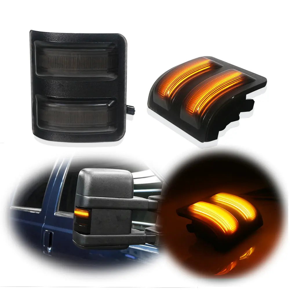 2pcs For Ford F250 F350 F450 F550 Smoked Amber LED Side Mirror Marker Signal lamps Lights, Replace OEM  7C3Z13776A, 7C3Z13776B