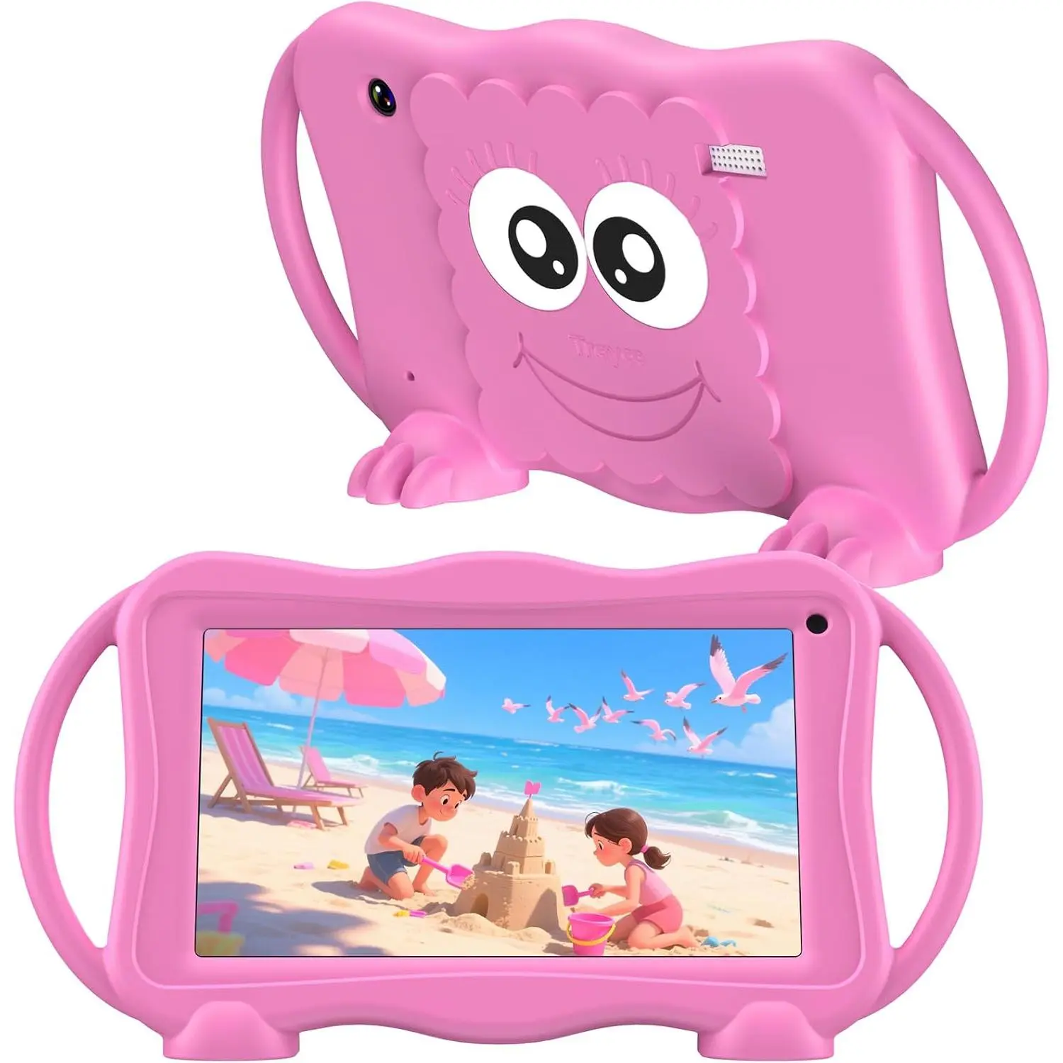 Kids Tablet 7 Inch Tablets for Kids 3-12, 32GB Toddler Tablet with Dual Camera, Parental Control, Solid Case, WiFi, GMS, YouTube, Netflix, Android Learning Software Installed for Gifts(Pink)