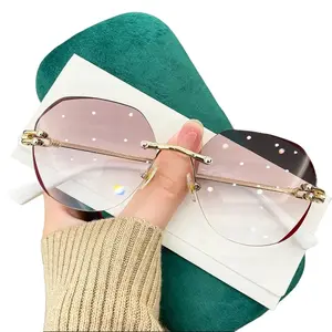 JoJo's _New style, frameless, polygonal, metal frame women's eyeglass frames