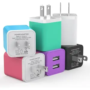 6Pack USB Wall Charger,  2.4A Dual USB Port Cube Power Plug Adapter Fast Phone Charger Block Charging Box Brick for iPhone 16/16 Pro/16 Pro Max/15,  Galaxy, Pixel, , Android-Colorful