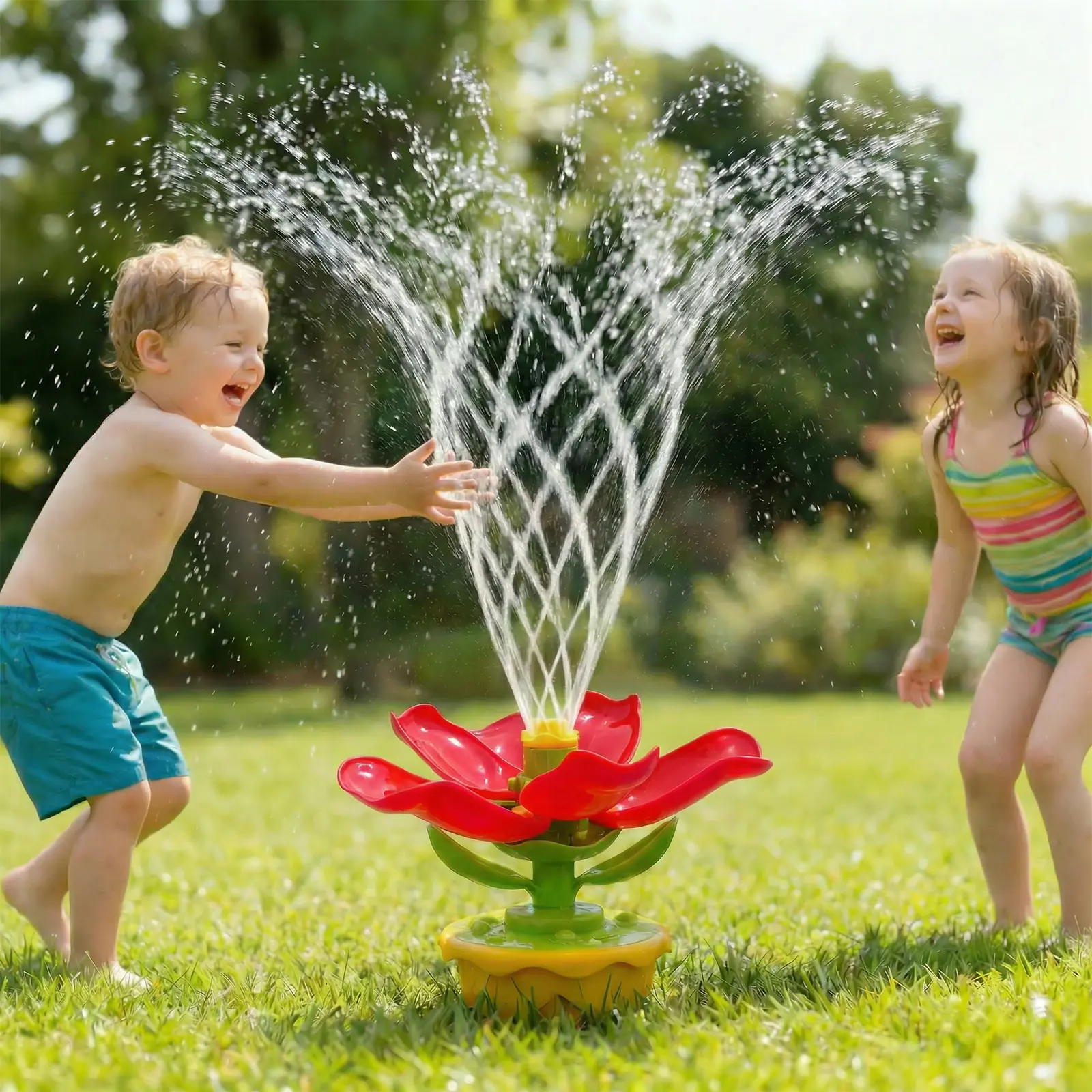Summer Flower Sprinkler Toy for Kids Ages 3+, BPA-Free & Latex-Free Water Toy with 3 Fun Spray Modes, Easy Garden Hose Connection for Backyard & Patio