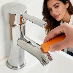 1pc Magic Cleaning Eraser, Rubber Cleaning Tool, Scrubbing Pad, Cleaner That Removes Household Stains And Rust Without Charging, for Tough Stains & Hardwater Deposits, Bathroom Cleaning Tools, Suitable for Bathroom Glass And Kitchen Cookware