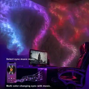 K-16 Ft DIY Creative 3D Thundercloud LED Light - Computer Accessories & Peripherals for Gaming Room, Garage, Club, Party - Colorful Atmosphere Night Light with Lightning Cloud Effect- 12