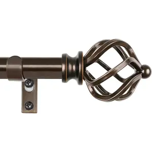 Curtain Rod 32 to 58 Inch(2.6-4.8ft), Adjustable Curtain Rods For Windows 28 to 48 Inch, 3/4 Inch Splicing Drapery Rods with Twisted Cage Finial