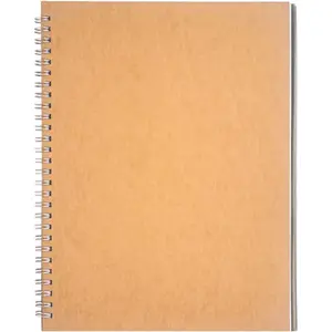 10 inch x 7.5 inch, 100GSM, Blank Spiral Notebook, 1-Pack, Soft Cover, Sketch book, 100 Pages / 50 Sheets, with writing backboard, (Brown)