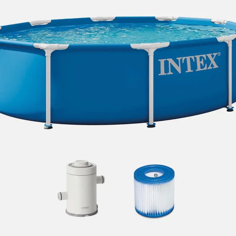 Intex Metal Frame 10 Ft X 30 in above Ground Pool Set, round Swimming Pool with