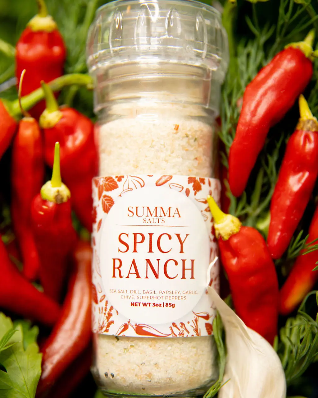 Spicy Ranch Salt - Bold Blend with Heat - Handcrafted in Jacksonville, Florida - Vegan Gluten-Free - Locally Grown Herbs - No Additives - 300mg Sodium per 1/4 tsp