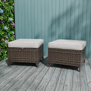 Ocean Vista 2 Piece Wicker Patio Ottoman Set